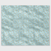 アクアミント金ゴールドグリッタースターズ ラッピングペーパー (フラット)