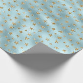 アクアミント金ゴールドグリッタースターズ ラッピングペーパー (角)