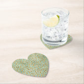 アクアミント金ゴールドグリッツグリッターレオパード ペーパーコースター (インサイチュ)