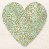 アクアミント金ゴールドグリッツグリッターレオパード ペーパーコースター (正面)