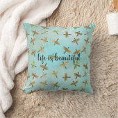 アクアミント金ゴールドトンハエ水パーソナライズされた色 クッション (ブランケット)