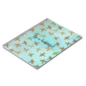 アクアミント金ゴールドトンハエ水パーソナライズされた色 ノートブック (左側)