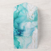 アクアミント金ゴールドホワイトマーブル オールインワン招待状 (外側)