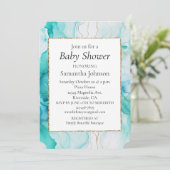 アクアミント金ゴールドホワイトマーブル 招待状 (スタンド正面)