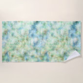 アクアミント金ゴールド大理石抽象芸術 ビーチタオル (正面)