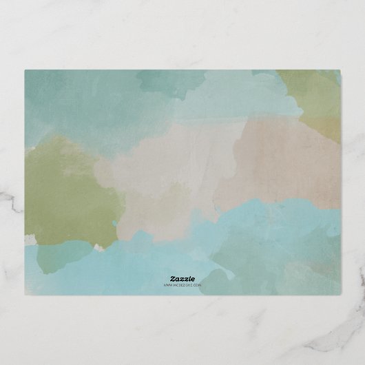 アクアメリーと明るい抽象芸術フォトコラージュ 箔シーズンカード (裏面)