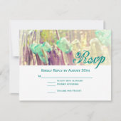 アクアメーソンジャースオンフレンチポストウェディングRSVPカード 出欠カード (正面)