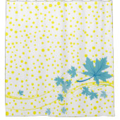 アクアメープル離れ水玉模様とイエロー シャワーカーテン (正面)