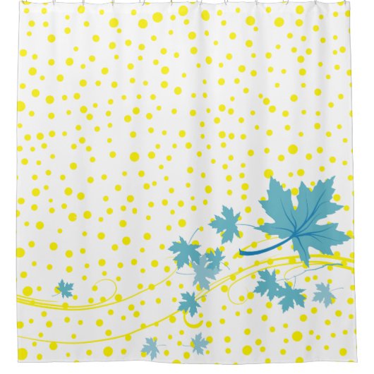 アクアメープル離れ水玉模様とイエロー シャワーカーテン (正面)