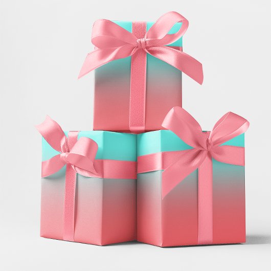 アクアモダンとサンゴ勾配 ラッピングペーパーシート