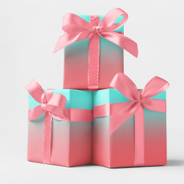 アクアモダンとサンゴ勾配 ラッピングペーパーシート