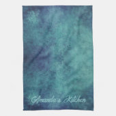 アクアモダンとパープル抽象芸術 キッチンタオル (縦)