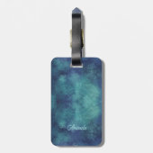 アクアモダンとパープル抽象芸術 ラゲッジタグ (裏面縦)