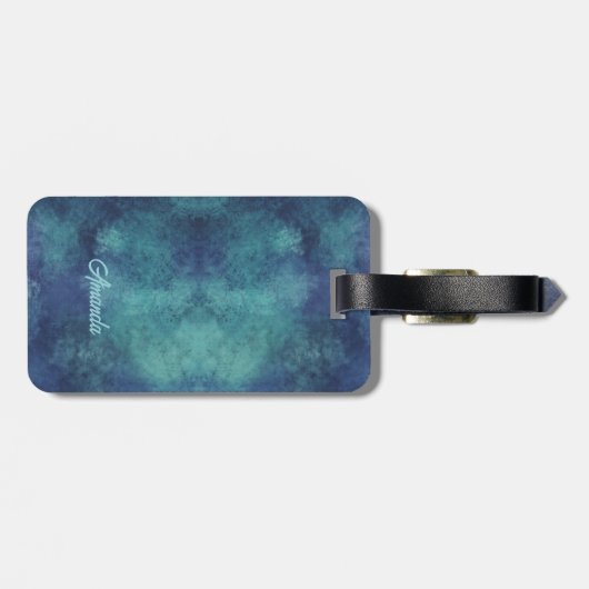 アクアモダンとパープル抽象芸術 ラゲッジタグ (裏面横)