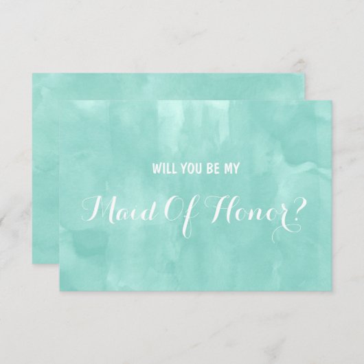 アクアモダンウォーターの色あなたは私のメイド 招待状 (正面/裏面)