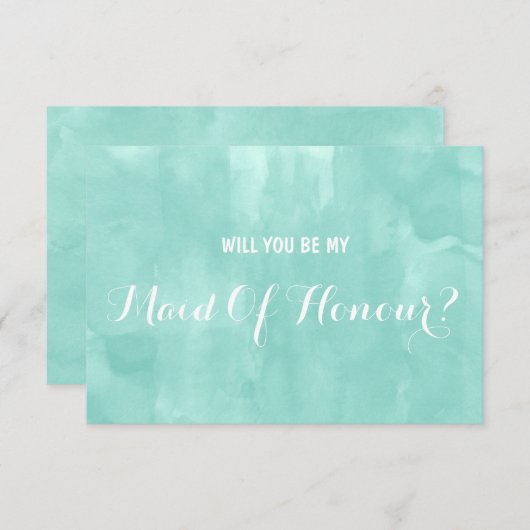 アクアモダンウォーターの色あなたは私のメイド 招待状 (正面/裏面)