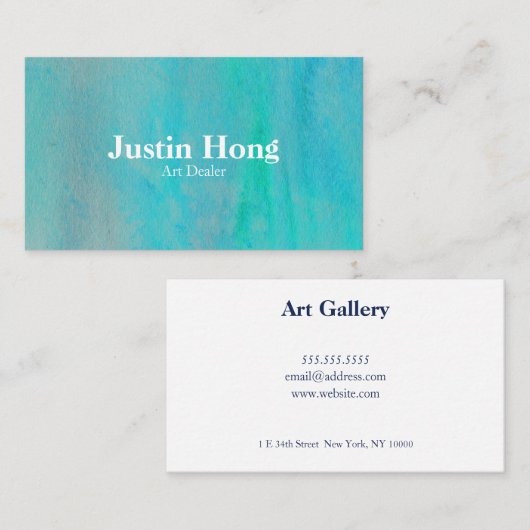 アクアモダンウォーターカラービジネスカードテンプレート 名刺 (正面/裏面)