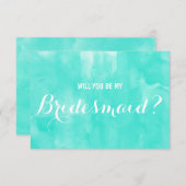 アクアモダンウォーター色あなたは私のブライデスメイドになる 招待状 (正面/裏面)