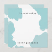 アクアモダンウォーター色ベビー発表 招待状 (正面/裏面)