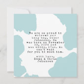 アクアモダンウォーター色ベビー発表 招待状 (裏面)