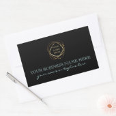 アクアモダンオンブラックビジネスロゴカスタム 長方形シール (封筒)