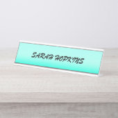 アクアモダングラディエント水色春自然 デスクネームプレート (正面)