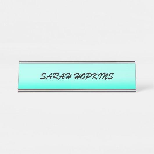 アクアモダングラディエント水色春自然 デスクネームプレート (正面)