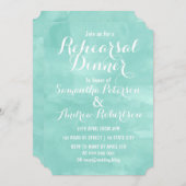 アクアモダングリーン水の色のリハーサルディナー 招待状 (正面/裏面)