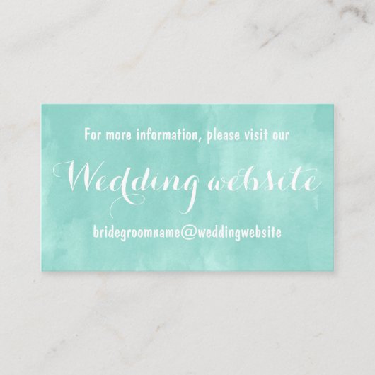アクアモダングリーン水の色の結婚ウェブサイト エンクロージャーカード (正面)