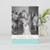 アクアモダンシブロン結婚の写真サンキューカード サンキューカード (スタンド正面)