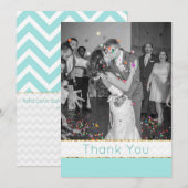 アクアモダンシブロン結婚の写真サンキューカード サンキューカード (正面/裏面)