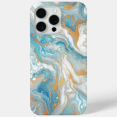 アクアモダンターコイズティール(緑がかった色)ブルー金ゴールドアートパターン Case-Mate iPhoneケース (裏面)