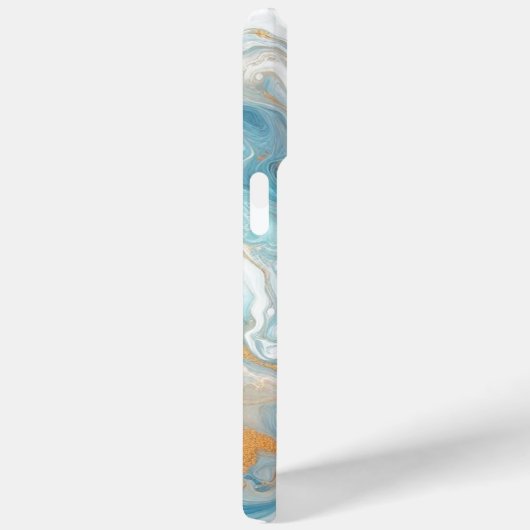 アクアモダンターコイズティール（緑がかった色）ブルー金ゴールドアートパターン Case-Mate iPhoneケース (裏面 / 右)