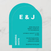 アクアモダンターコイズ結婚式招待状 招待状 (正面/裏面)