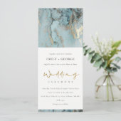 アクアモダンダスクブルー箔金ゴールドアゲート結婚ト 招待状 (スタンド正面)