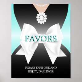 アクアモダンティール（緑がかった色）ティファニー赤ちゃんシャワーウィズサイン ポスター