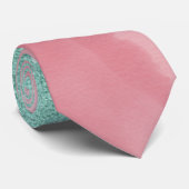アクアモダンティール(緑がかった色)ピンクグリッター水彩ビーチ ネクタイ (ロール)