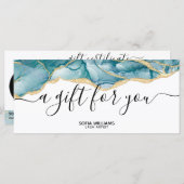 アクアモダンティール（緑がかった色）証明書ギフトカード追加ロゴ (正面/裏面)