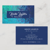 アクアモダンネイビー海抽象芸術 名刺 (正面/裏面)