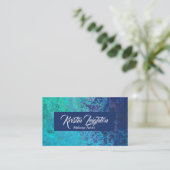 アクアモダンネイビー海抽象芸術 名刺 (スタンド正面)