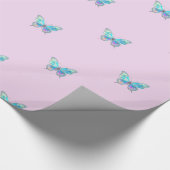 アクアモダンバタフライラッピング紙ピンク ラッピングペーパー (角)