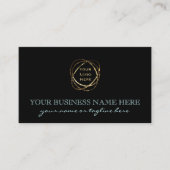 アクアモダンブラックトレンディーカスタムビジネスロゴ 名刺 (正面)