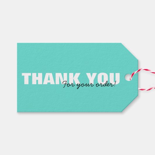 アクアモダンブルーご注文に感謝ぶら下がったす ギフトタグ (正面(横))