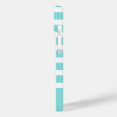 アクアモダンブルーとホワイトストライプモノグラム Case-Mate iPhoneケース (裏面 / 左)