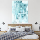 アクアモダンブルーウォーター色ウォッシュインスパイアズ引用文 キャンバスプリント (インサイチュ (寝室))