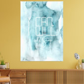 アクアモダンブルーウォーター色ウォッシュインスパイアズ引用文 キャンバスプリント (インサイチュ (リビング))