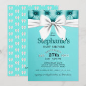 アクアモダンブルーエレガントティファニーベビーシャワー 招待状 (正面/裏面)