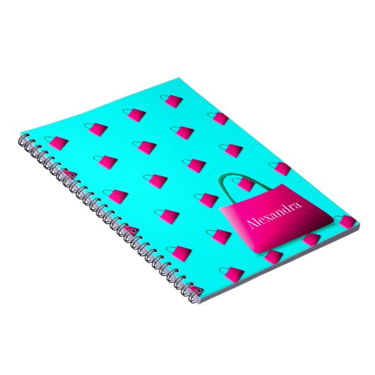 アクアモダンブルーガール10代のおもしろい ノートブック (右側)