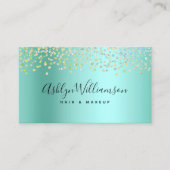 アクアモダンブルーグリーンサロンメイクアップアーティスト 名刺 (正面)