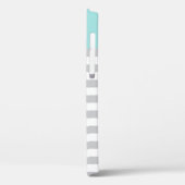 アクアモダンブルーグレイストライプズカスタムモノグラム Case-Mate iPhoneケース (裏面 / 左)